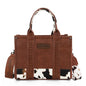 Wrangler Cow Print Tote Bag for Women Western Purse Boho Top Handle Satchel Handbag with Signature Strap
