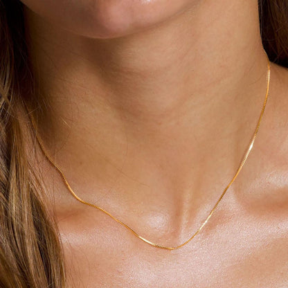 Gold Chain Necklace for Women - 18K Gold Plated Thin Box Chain Necklace Dainty Gold Necklace Simple Choker Necklaces Minimalist Trendy Jewelry for Women