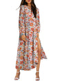 BLENCOT Womens Casual Boho Deep V Neck Short Sleeve Long Dress