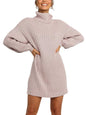 ANRABESS Women Oversized Sweater Dress Turtleneck Batwing Long Sleeve Ribbed Knit Loose 2024 Fall Winter Casual Short Dress