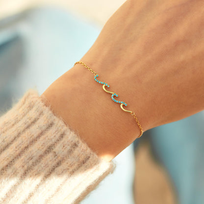STORYJEWELLERY Wave Bracelets, Birthday Gifts for Women, Gifts for Mom, Sister Birthday Gifts, Daughter Gifts from Mom, Mom Birthday Gifts, Daughter Bracelets, Mothers Day Gifts, Christmas Gifts