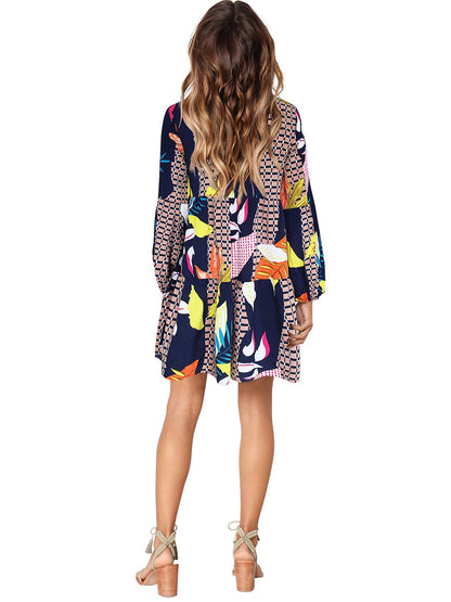 Amoretu Women Summer Tunic Dress V Neck Casual Loose Flowy Swing Shift Dress