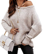BTFBM Women Casual Long Sleeve Fall Sweaters Crew Neck Solid Color Soft Ribbed Knitted Oversized Pullover Loose Fit Jumper