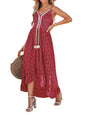 CUPSHE Women's Maxi Dress Lace Dresses Boho Tassel V-Neck Flare Ruffle Adjustable Straps Beach Summer Long Dress