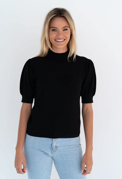 Women's Puff Short Sleeve Sweater Tops 2024 Spring Summer Trendy Crew Neck Casual T Shirts Blouses