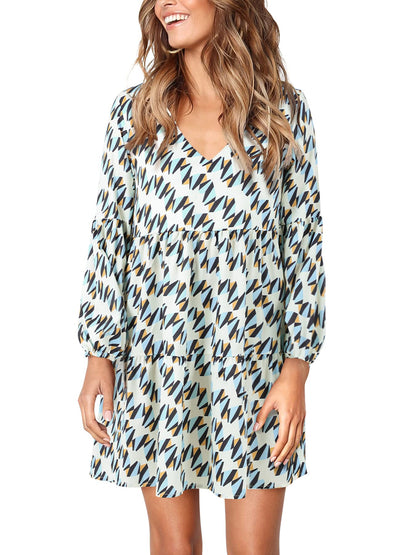 Amoretu Women Summer Tunic Dress V Neck Casual Loose Flowy Swing Shift Dress