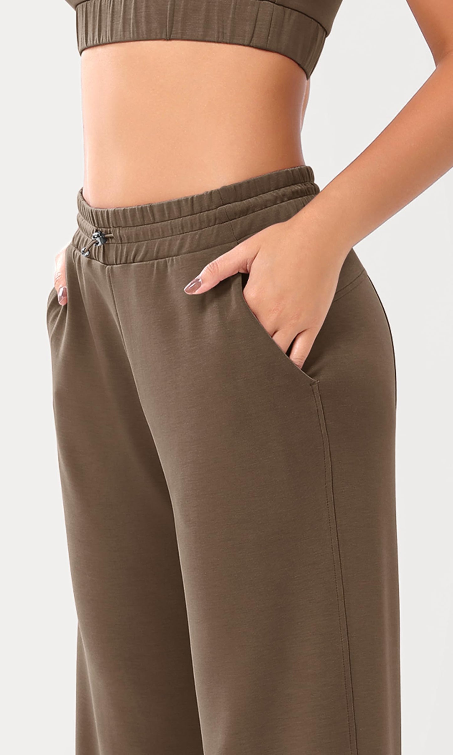 ODODOS Women's Modal Soft Wide Leg Pants with Pockets Adjustable Shockcord High Waist Casual Lounge Pants-27/29/31" Inseam