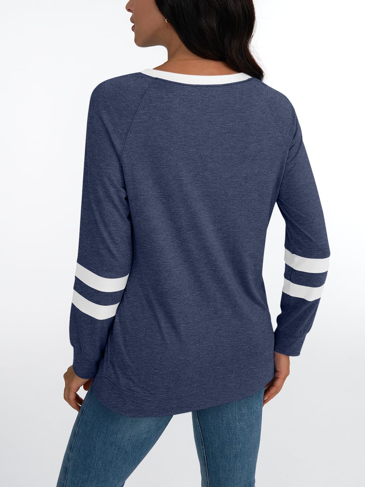 AUTOMET Womens Long Sleeve Shirts Color Block Casual Crewneck Tops Tshirt Basic Tees Fall Fashion Clothes Trendy Outfits