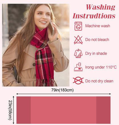 YSense Women's Long Plaid Blanket Scarf Chunky Oversized Winter Fall Warm Scarf Big Tartan Scarves Wrap Shawl Ladies Gifts