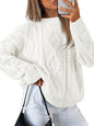 Trendy Queen Women's Oversized Cable Knit Crewneck Sweaters