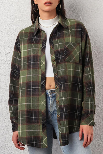 CHYRII Womens Button Down Flannel Shirts Long Sleeve Plaid Shackets Business Casual Blouse Top