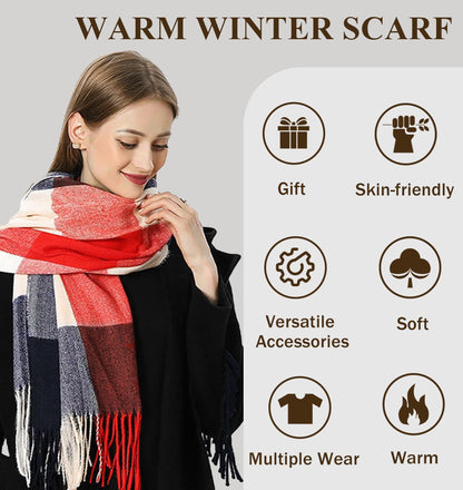 YSense Women's Long Plaid Blanket Scarf Chunky Oversized Winter Fall Warm Scarf Big Tartan Scarves Wrap Shawl Ladies Gifts