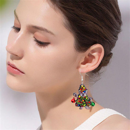 Christmas Earrings for Women Cute Colorful Acrylic Christmas Santa Claus Tree Gingerbread Men Earrings Funny Christmas Cat Dinosaur Earrings Xmas New Year Party Earrings Holiday Earrings