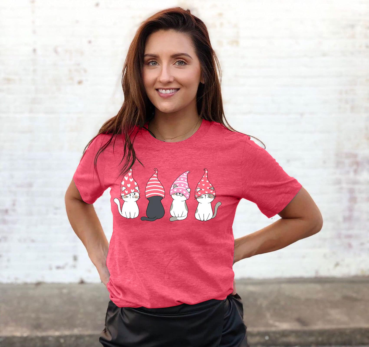Valentine's Day Shirt for Womens Cute Gnomes T-Shirt Love Heart Printed Shirts Short Sleeve Graphic Tees Tops