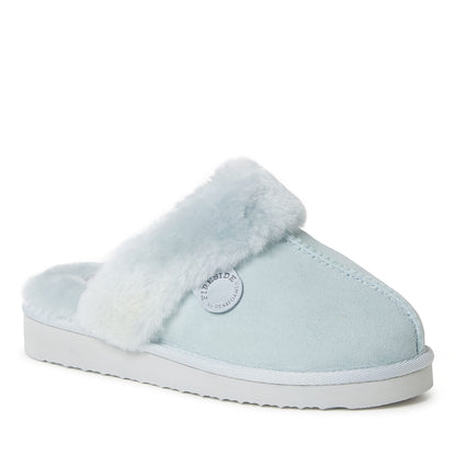 Dearfoams Women's Fireside Sydney Shearling Fur Indoor/Outdoor Scuff Slipper with Wide Widths