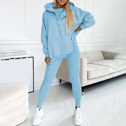 Lounge Sets for Women - 2 Piece Button Thick Outfits Sweatsuit Hoodies with Pants Fall Jogging Track Suits for Women