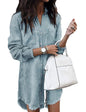 Zilcremo Women Denim Shirt Dresses Long Sleeve Distressed Jean Dress Button Down Casual Tunic Top