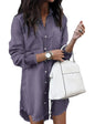 Zilcremo Women Denim Shirt Dresses Long Sleeve Distressed Jean Dress Button Down Casual Tunic Top