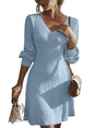 Dokotoo Work Dresses for Women 2024 Trendy Fall Dresses V Neck Knit A Line Long Sleeve Dress Sweater Dress