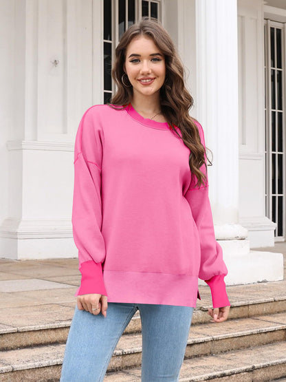 ETCYY Womens Oversized Sweaters Fall 2024 Fashion Clothes Trendy Batwing Sleeve Colorblock Striped Knit Pullover Sweater Tops
