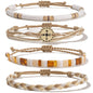 FANCY SHINY Beaded String Bracelets Compass Charm Clay Beads Boho Bracelet Stack Friendship Bracelets for Women