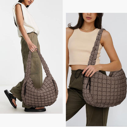 Juoxeepy Quilted Tote Bag Large Quilted Carryall Puffer Shoulder Bag Lightweight Quilted Padding Hobo Bag Quilted Bag