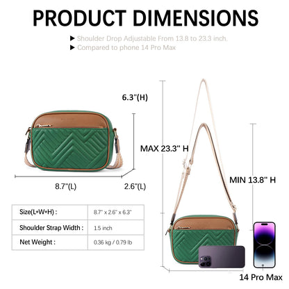BOSTANTEN Quilted Crossbody Bags for Women Vegan Leather Purses Small Shoulder Handbags with Wide Strap