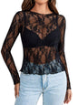 WIHOLL Womens Mesh Sheer Tops Sexy Crew Neck Summer Loose FIt Party Clubwear Shirts