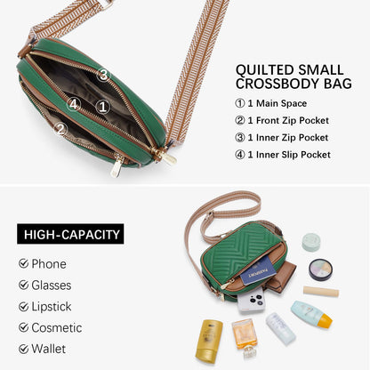BOSTANTEN Quilted Crossbody Bags for Women Vegan Leather Purses Small Shoulder Handbags with Wide Strap