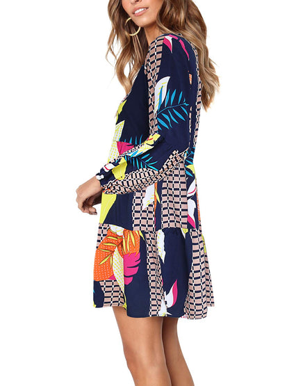 Amoretu Women Summer Tunic Dress V Neck Casual Loose Flowy Swing Shift Dress
