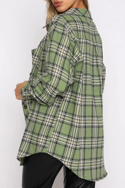 CHYRII Womens Button Down Flannel Shirts Long Sleeve Plaid Shackets Business Casual Blouse Top