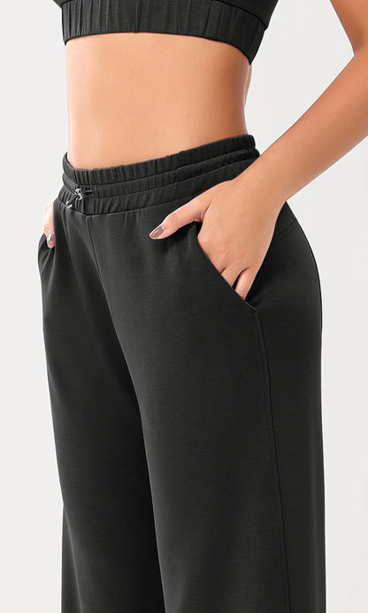 ODODOS Women's Modal Soft Wide Leg Pants with Pockets Adjustable Shockcord High Waist Casual Lounge Pants-27/29/31" Inseam