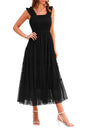 PRETTYGARDEN Women's 2024 Summer Midi Dress Casual Sleeveless Smocked Ruffle Tulle Flowy Party Wedding Guest Sundress