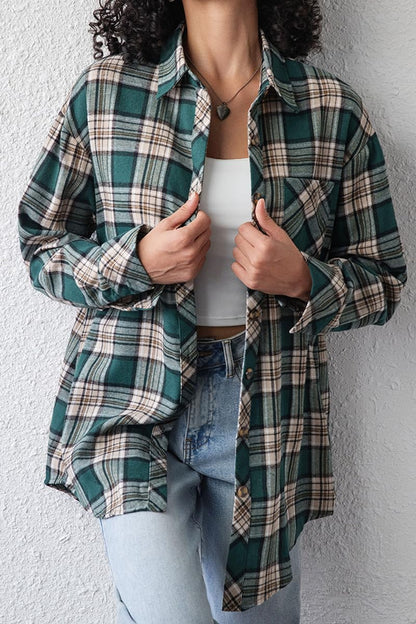 CHYRII Womens Button Down Flannel Shirts Long Sleeve Plaid Shackets Business Casual Blouse Top