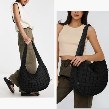 Juoxeepy Quilted Tote Bag Large Quilted Carryall Puffer Shoulder Bag Lightweight Quilted Padding Hobo Bag Quilted Bag