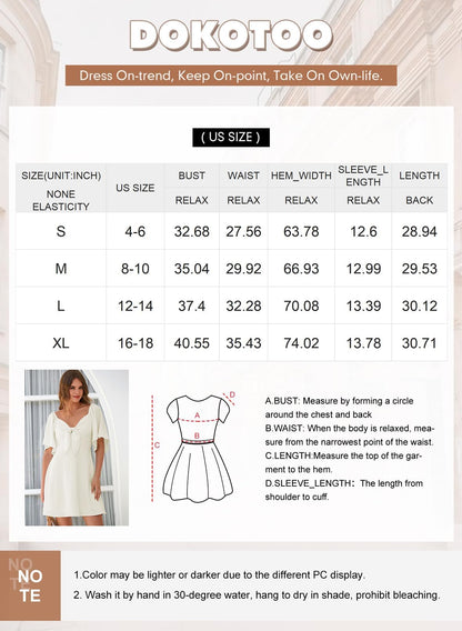Dokotoo Womens Dresses 2024 Fall Summer Deep V Neck Elegant Bow tie Mini Dress S-XL