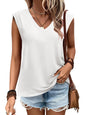 ANRABESS Womens Tank Top V Neck Cap Sleeve Summer Casual Loose Slit Side Sleeveless Tunic Tee Shirts 2025 Trendy Clothes