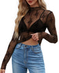 WIHOLL Womens Mesh Sheer Tops Sexy Crew Neck Summer Loose FIt Party Clubwear Shirts