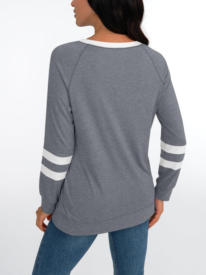AUTOMET Womens Long Sleeve Shirts Color Block Casual Crewneck Tops Tshirt Basic Tees Fall Fashion Clothes Trendy Outfits