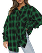 CHYRII Womens Button Down Flannel Shirts Long Sleeve Plaid Shackets Business Casual Blouse Top