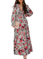BLENCOT Womens Casual Boho Deep V Neck Short Sleeve Long Dress