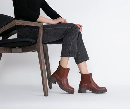 Vepose Women's 936 Chelsea Ankle Boots Platform Lug Sole Elastic Slip on Booties