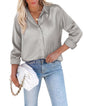 siliteelon Satin Blouses for Women Silk Button Down Shirts Casual Long Sleeve Shirt Business Office Work Tunic Tops