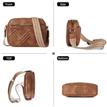BOSTANTEN Quilted Crossbody Bags for Women Vegan Leather Purses Small Shoulder Handbags with Wide Strap