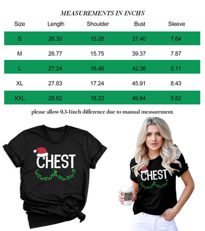 Chest and Nuts Christmas Shirts Xmas Couples Matching Outfits His and Her Holiday Short Sleeve Matching Sets