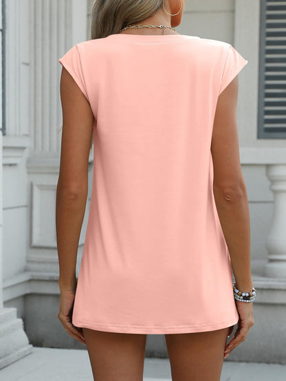 ANRABESS Womens Tank Top V Neck Cap Sleeve Summer Casual Loose Slit Side Sleeveless Tunic Tee Shirts 2025 Trendy Clothes