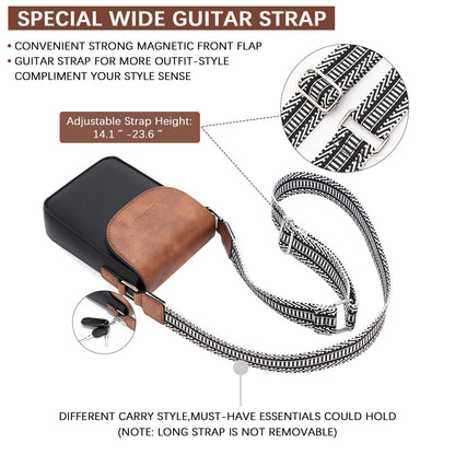 BOSTANTEN Small Crossbody Bags for Women Trendy Leather Phone Wallet Purses Handbags Adjustable Guitar Strap