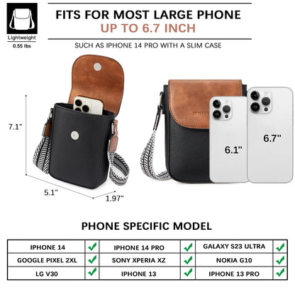 BOSTANTEN Small Crossbody Bags for Women Trendy Leather Phone Wallet Purses Handbags Adjustable Guitar Strap