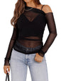WIHOLL Womens Mesh Sheer Tops Sexy Crew Neck Summer Loose FIt Party Clubwear Shirts