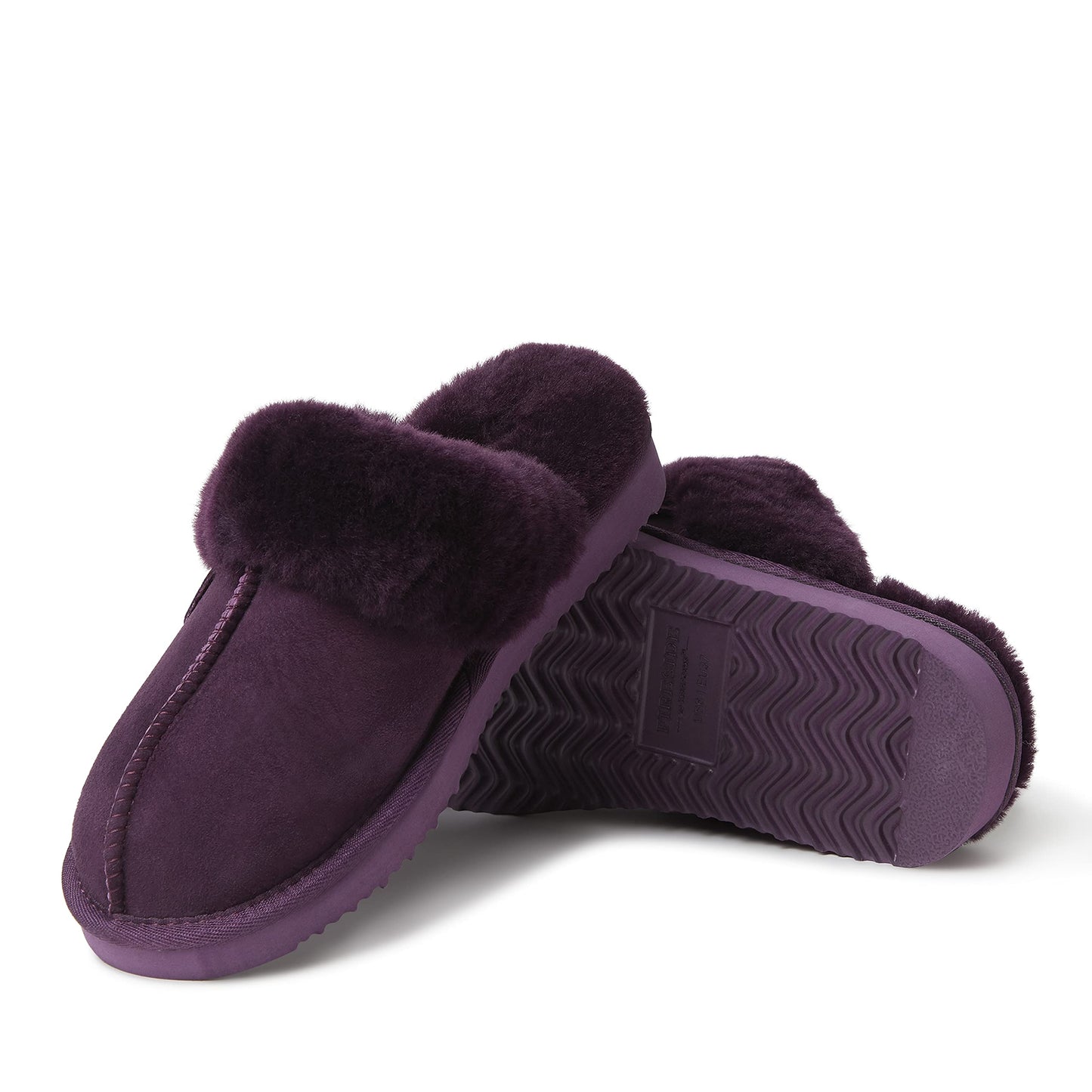Dearfoams Women's Fireside Sydney Shearling Fur Indoor/Outdoor Scuff Slipper with Wide Widths